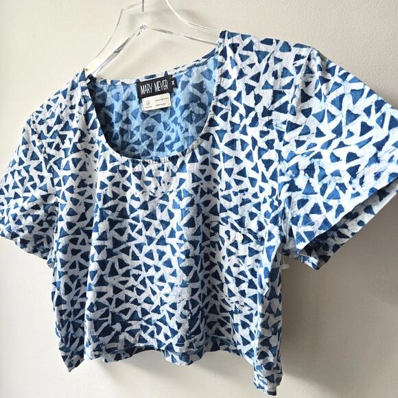 Mary Meyer Batik Block Print Short Sleeve Crop Top Womens Medium EUC India - Picture 4 of 7